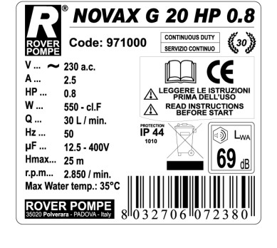 NOVAX G 20 HP 0.8 novax-g-20-hp-0-8